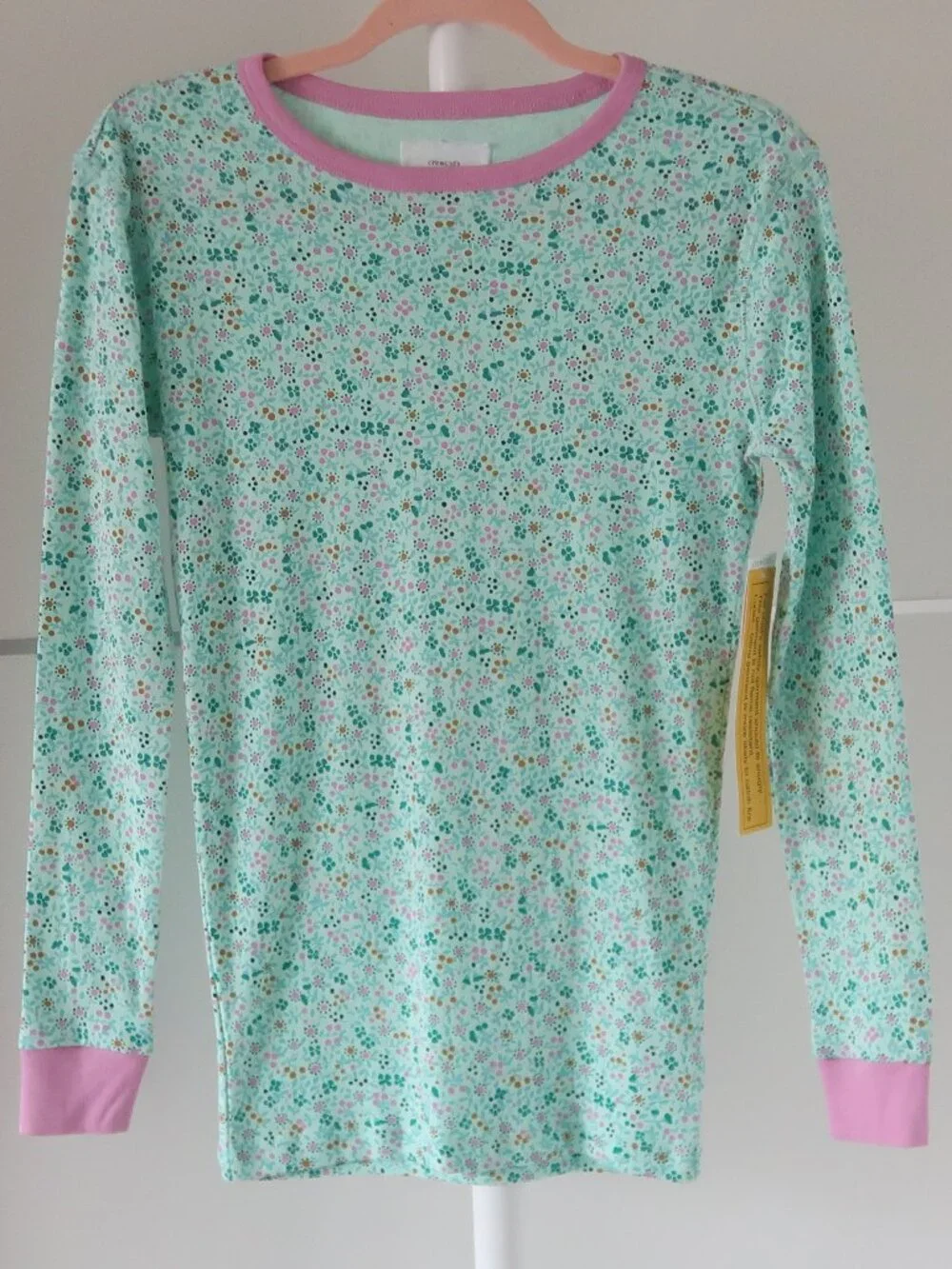 J. Crew Crewcuts Girls 14 Floral Cotton Pajama Set Mint Green Pink Long Sleeve